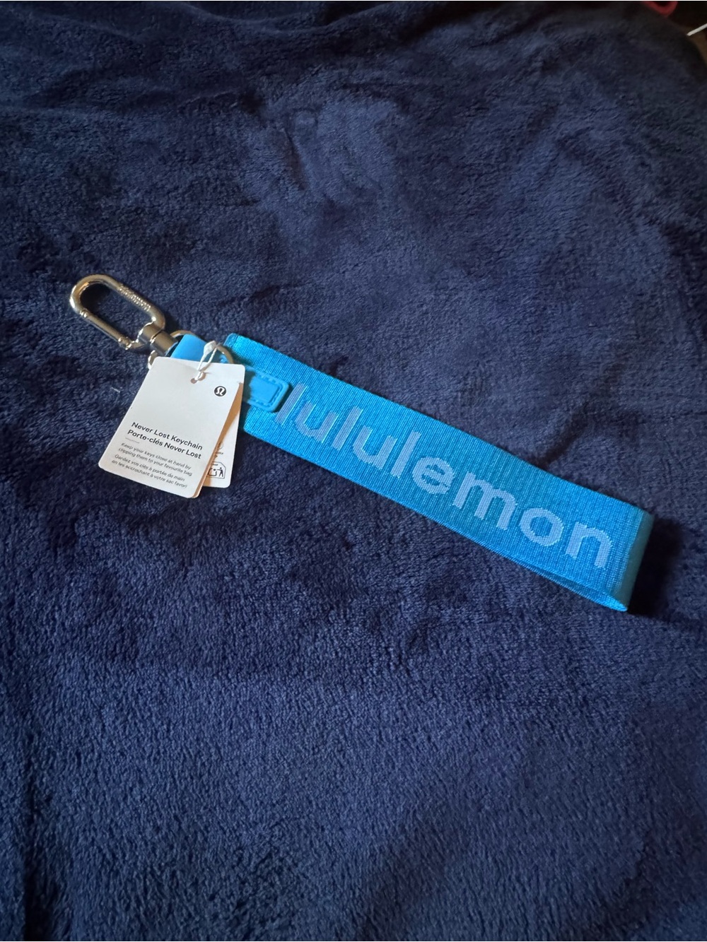 lululemon athletica Bright Blue Keychain Strap with Silver Clip